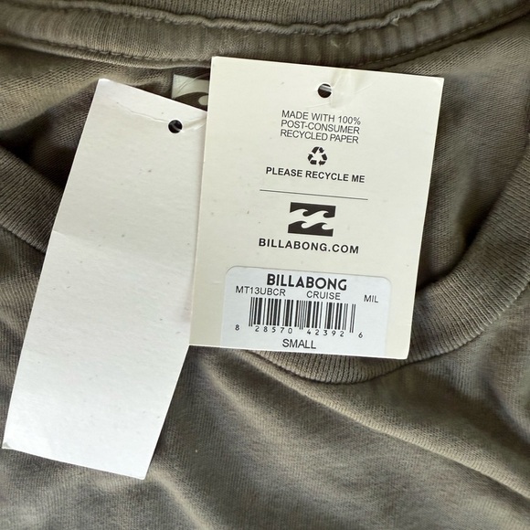 Billabong Wave Washed Tee Small Olive Green Cruise Logo T-Shirt - Picture 4 of 13